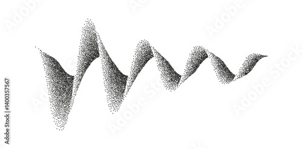 Fototapeta Equalizer, Music sound waves. Audio waves. Halftone dot wavy line pattern isolated on transparent background. Abstract stipple sand effect vector texture