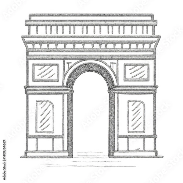 Fototapeta Arc de Triomphe in Paris symbol Illustration with alpha channel. Transparent background