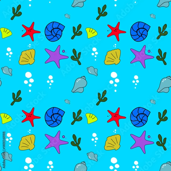 Fototapeta seamless pattern with fishes