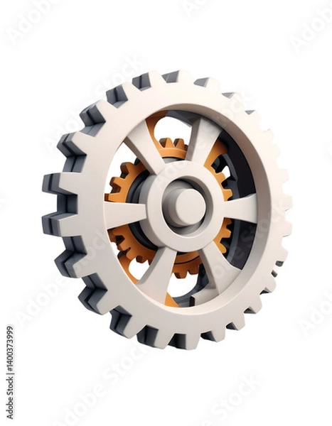 Fototapeta Mechanical Gear System Illustration with Inner Cogs Isolated on Black Background