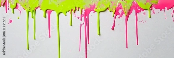 Fototapeta Dynamic Dripping Paint in Neon Colors Highlights Artistic Expression