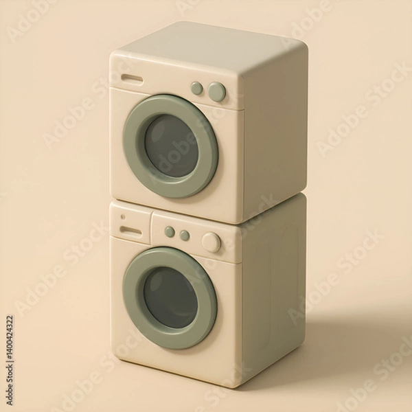 Obraz Cute Stackable Apartment Washer-Dryer Combo