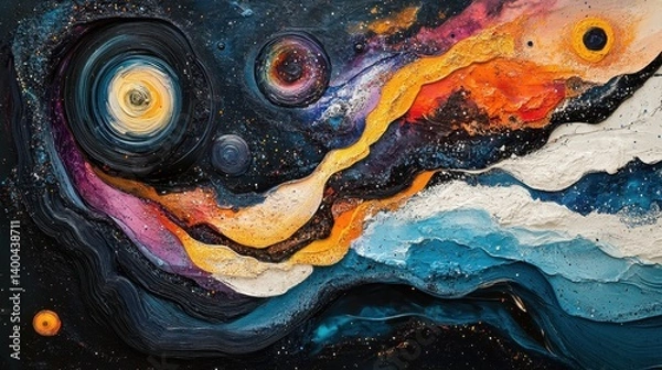Obraz Swirling cosmic vortex filled with fiery colors, showcasing the beauty of the universe and celestial formations in deep space