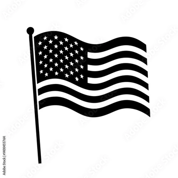 Obraz american flag waving icon, american flag waving silhouette vector illustration-simple silhouette illustration of american flag waving, perfect for american flag waving logos and icons