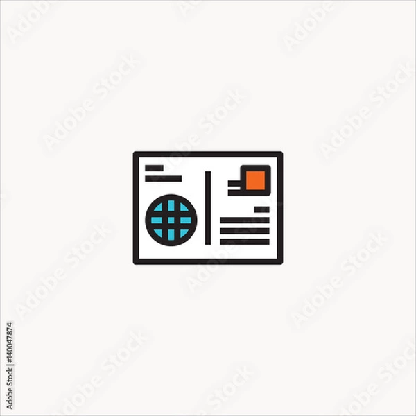 Fototapeta postcard icon flat design