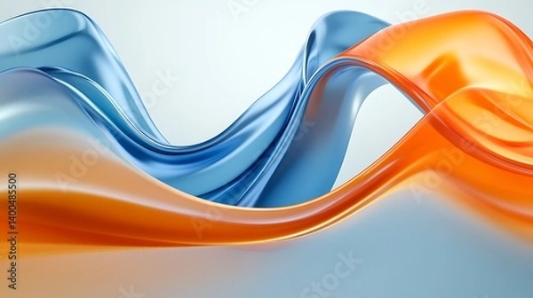 Obraz Abstract background with smooth blue and orange curves creating an energetic modern composition
