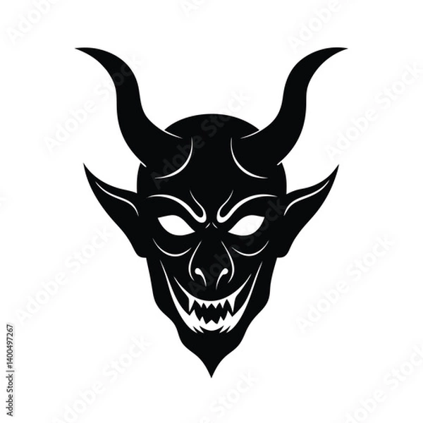 Obraz devil horned mask vector art silhouette