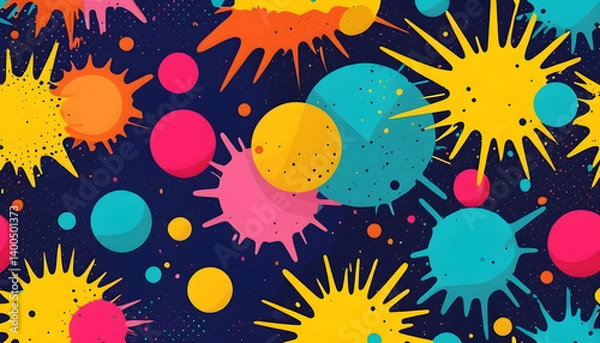 Fototapeta Vibrant Splash of Abstract Pop Art: Exploring Memphis 80s-90s Inspired Geometric Design