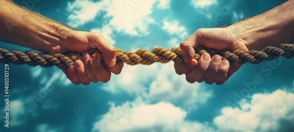 Fototapeta Tug of War Hands Struggle Teamwork Competition Help Support Conflict Friendship Assistance Strength