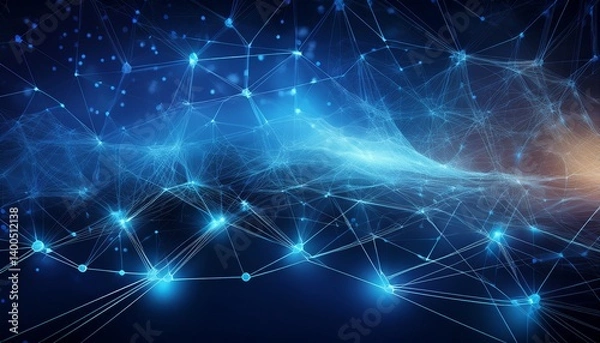 Fototapeta abstract blue backdrop featuring interconnected dots and lines