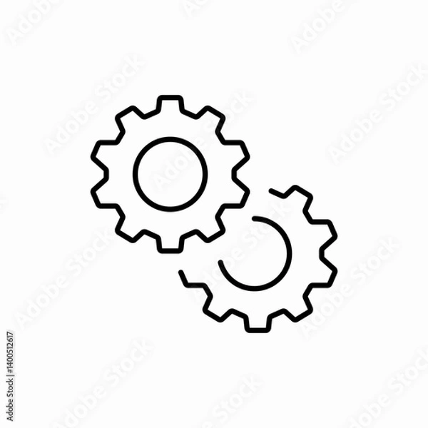 Fototapeta connected gears mechanism system icon vector sign