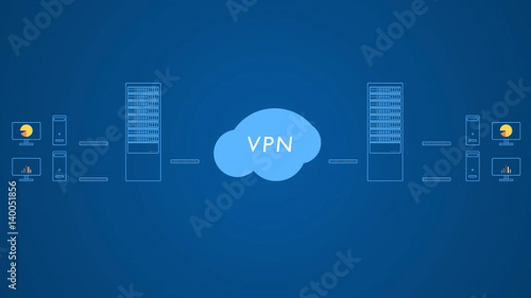 Fototapeta Corporate virtual private network security infographics