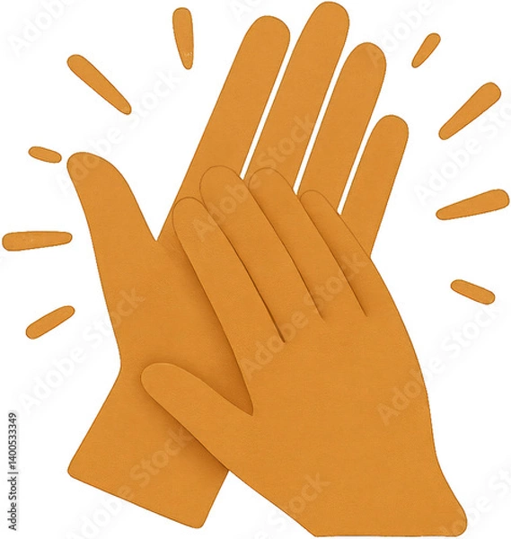 Fototapeta 3d style yellow hands clapping with motion lines. Positive feedback, appreciation, and celebration