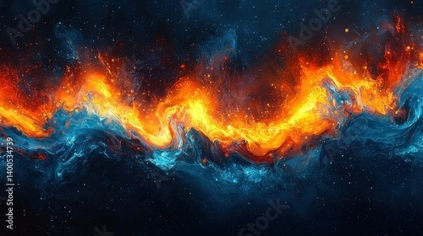 Fototapeta Cosmic Fire and Ice: A Celestial Dance of Opposites