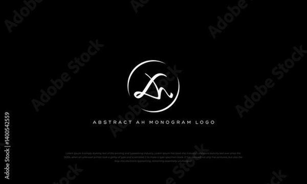 Fototapeta monogram logo letter A and h in abstract circle shape with black background.