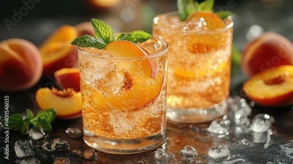 Obraz Peach iced tea refreshment beverages