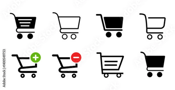 Fototapeta Shopping cart icons set. Shopping basket icon collection. Internet shop symbol. Web store shopping cart. 