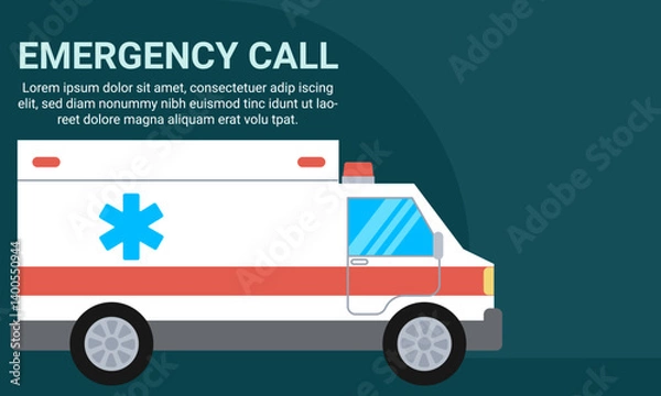 Fototapeta Emergency call with ambulance transporting patient to hospital