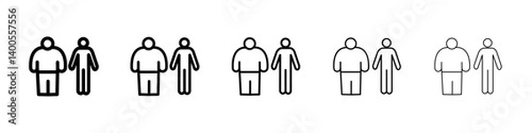 Fototapeta Fat and slim figure icon Symbol mark in Outline style