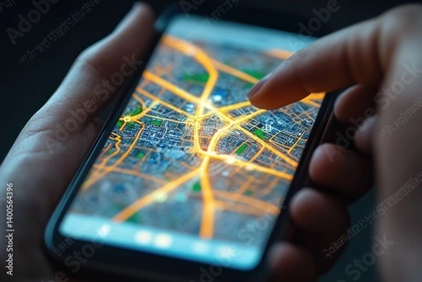 Fototapeta Rideshare App Smartphone Interface Man Using Carpool Application Digital Interaction