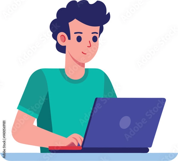 Fototapeta Freelancer at Laptop