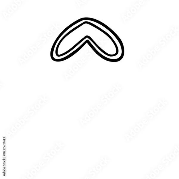 Fototapeta Stroke caret symbol in outline hand drawn style. Vector illustration isolated on white background. For typography, font, shop, logo, alphabet, sales, signboard, education, branding, presentation.