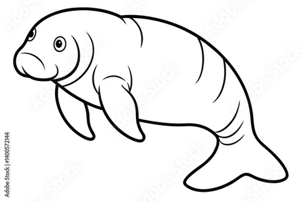Fototapeta Minimalist Manatee Vector