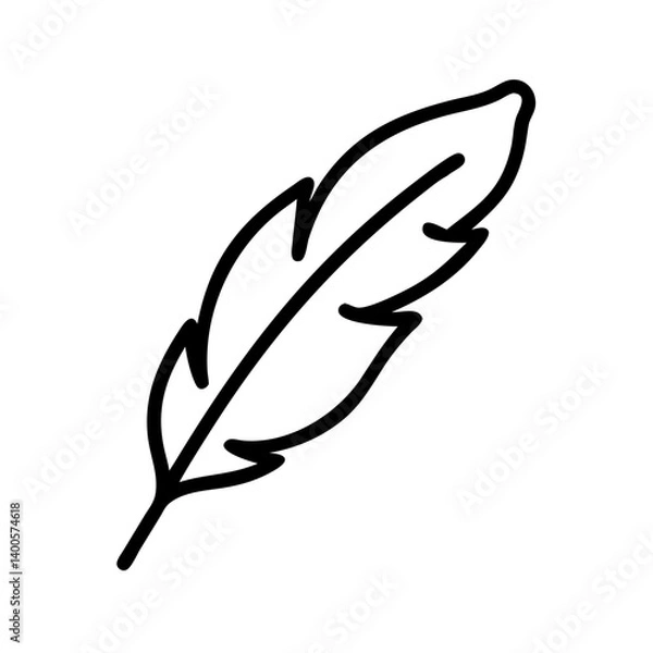 Obraz Feather icon for writing inspiration, lightweight product branding, poetry apps, or nature and wildlife-related content