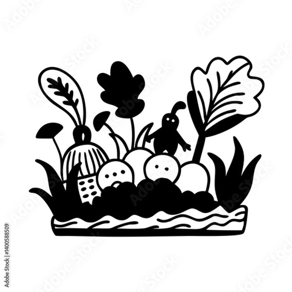 Fototapeta vegetable patch icon, vegetable patch silhouette vector illustration-simple silhouette illustration of vegetable patch, perfect for vegetable patch logos and icons