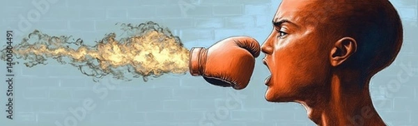 Fototapeta Breaking the Barriers of Communication with Anger and Strength