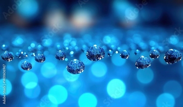 Obraz Suspended Water Droplets in Blue