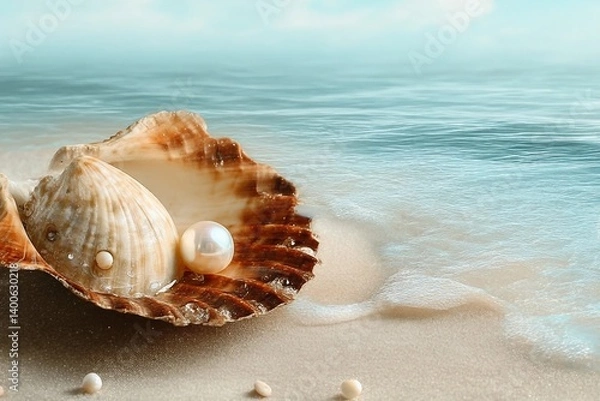 Fototapeta The shell with a pearl.