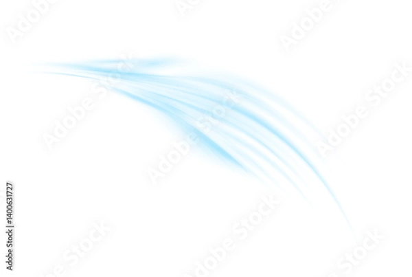 Fototapeta Blue wind PNG depicting air movement or flow. Represents AC direction. Isolated transparent swirl or wave element in PNG format.