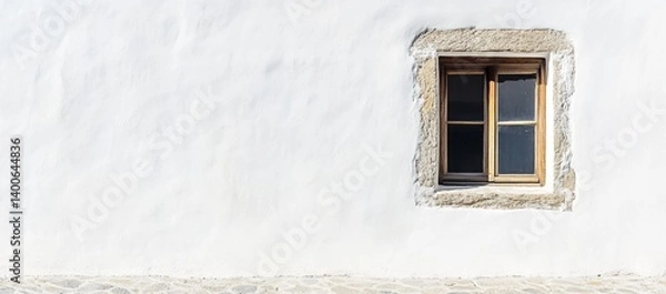 Fototapeta Simple Whitewashed Wall with a Single Window (1)