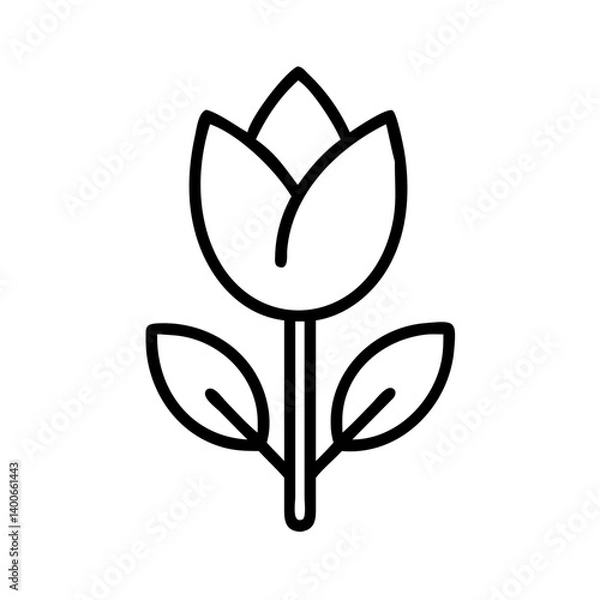 Fototapeta Vector drawing of a tulip flower illustration, simple floral design element for spring projects and decor