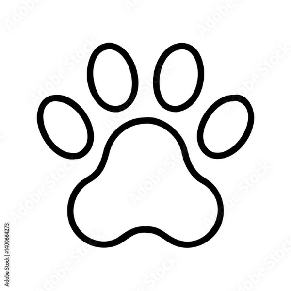 Fototapeta Dog paw print vector outline illustration for pet lovers and animal rescue organizations design needs