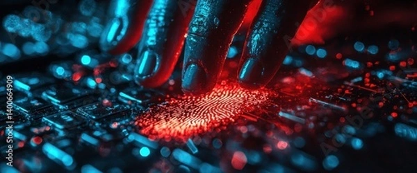 Fototapeta Finger on circuit board