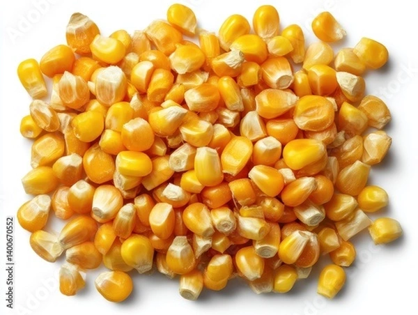 Obraz A close-up view of a pile of golden, freshly harvested corn kernels, showcasing the texture and natural beauty of this staple food. 