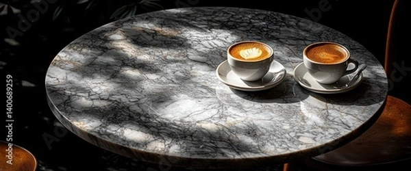 Obraz Two coffees on a round table