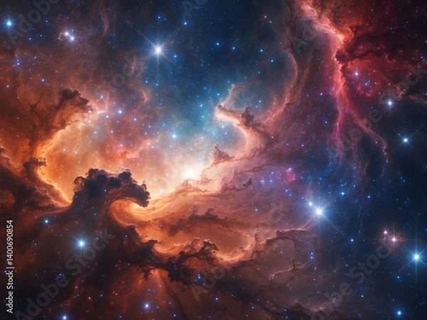 Obraz Beautiful view of the nebula and th stars in the galaxy.