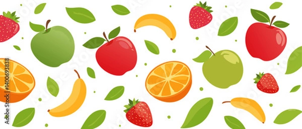 Obraz set of falling fruits vector icon art design