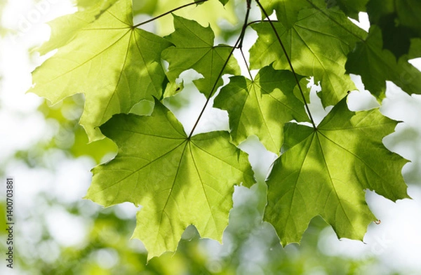 Fototapeta Sunshine through maple leaves