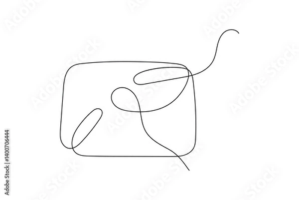 Fototapeta Speech bubble continuous single line drawing of square shape simple outline vector icon

