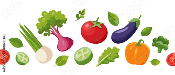 Obraz vegetables falling on white vector icon background design