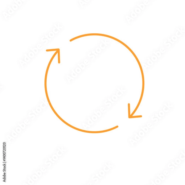 Fototapeta Doodle rotate circle arrow illustration Icon that can be used for sticker, book, mandala, scrapbook, icon, decorative, etc. with aesthetic colorful orange color