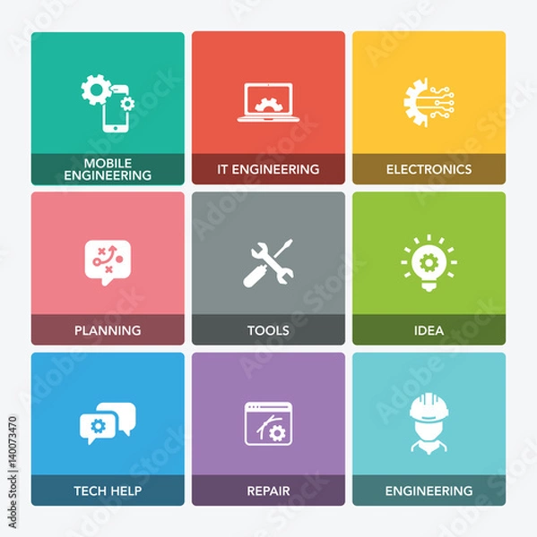 Fototapeta ENGINEERING ICON SET