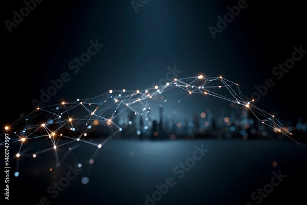 Obraz Futuristic Smart City with Abstract Connectivity Design