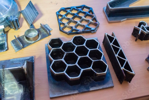 Fototapeta 3d printed metal model close-up. Model printed on a 3D printer made of metal.