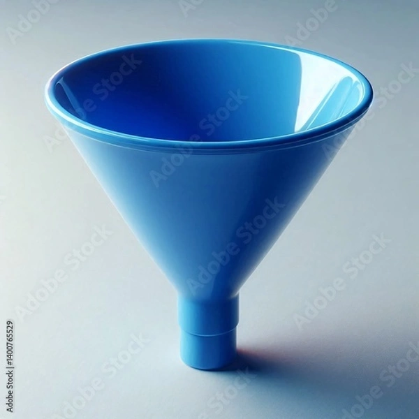 Fototapeta Blue Plastic Funnel Isolated on White Background