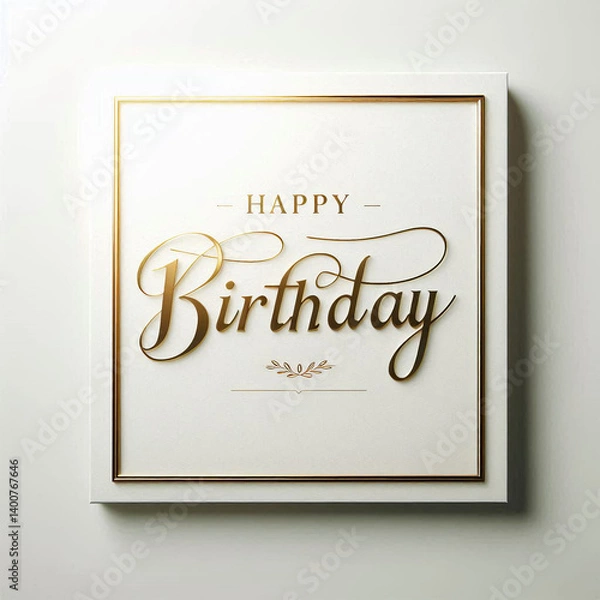 Fototapeta Elegant Gold "Happy Birthday" Calligraphy on Framed Canvas